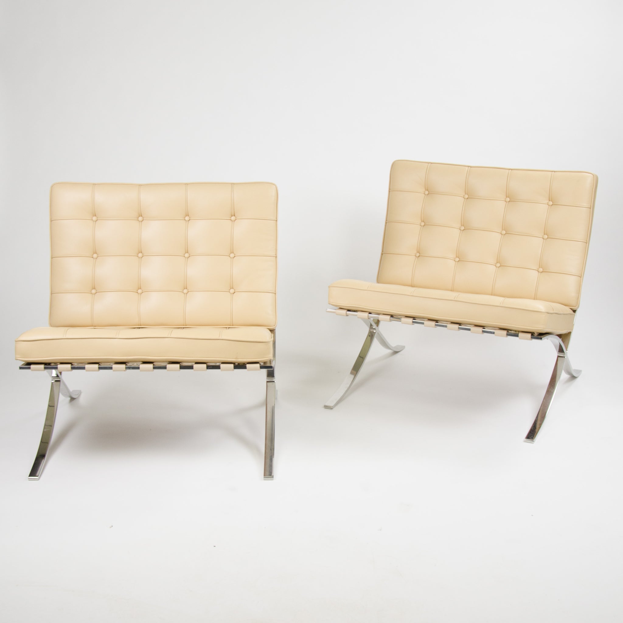 SOLD Knoll Mies Van Der Rohe Barcelona Chairs Tan Leather 2x Avail 2002 MINT