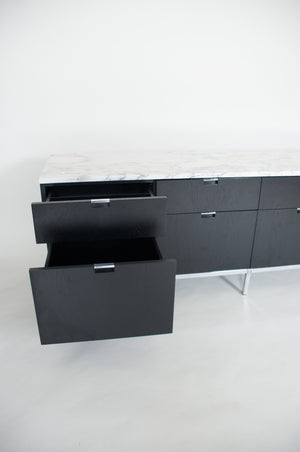 SOLD Florence Knoll Wood and Marble Credenza Cabinet Sideboard, Like New!