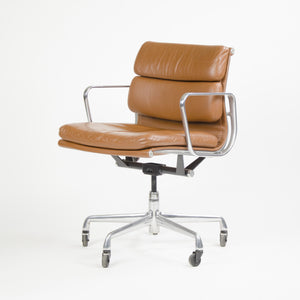 SOLD 2000's Cognac Eames Herman Miller Soft Pad Aluminum Group Desk Chairs 4x