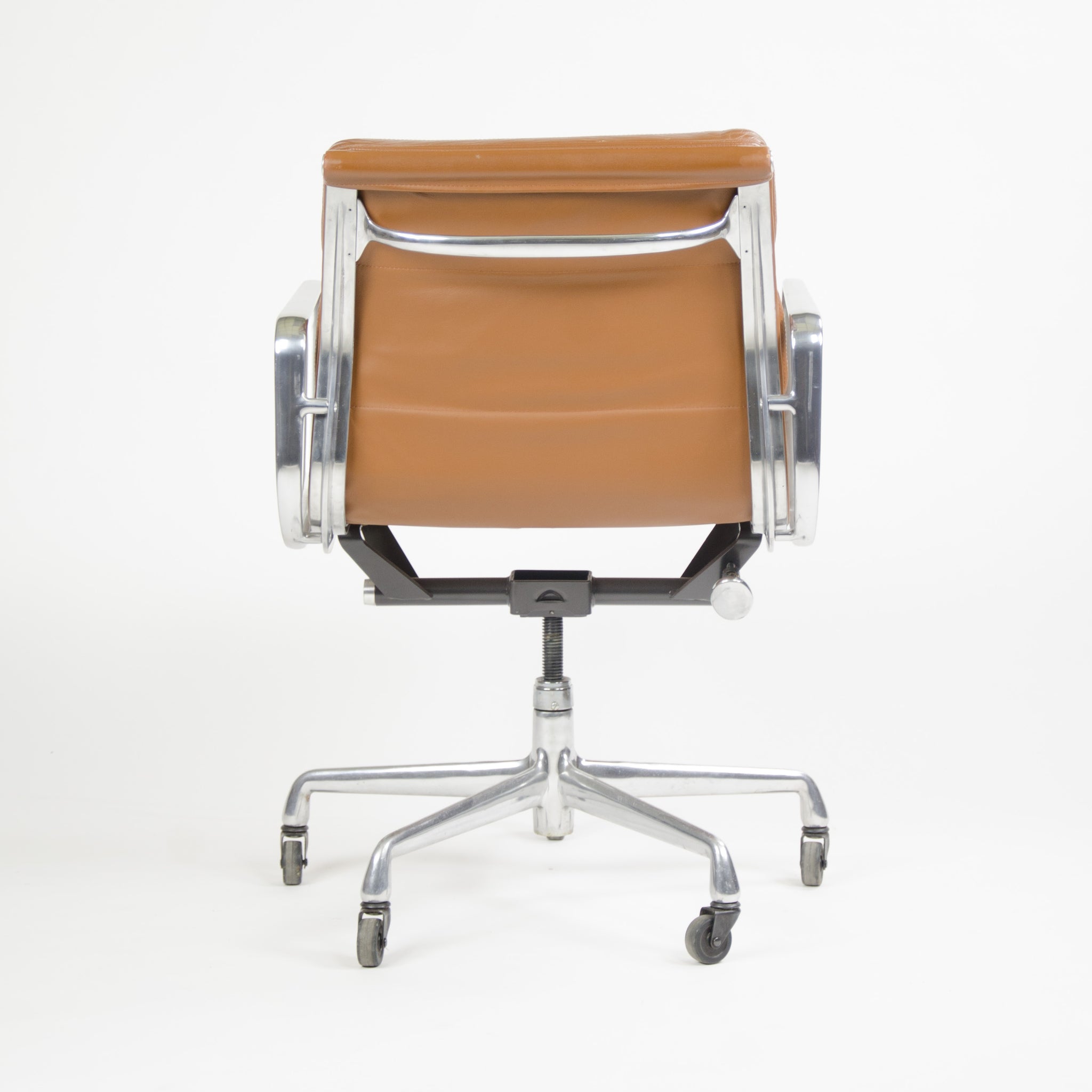 SOLD 2000's Cognac Eames Herman Miller Soft Pad Aluminum Group Desk Chairs 4x