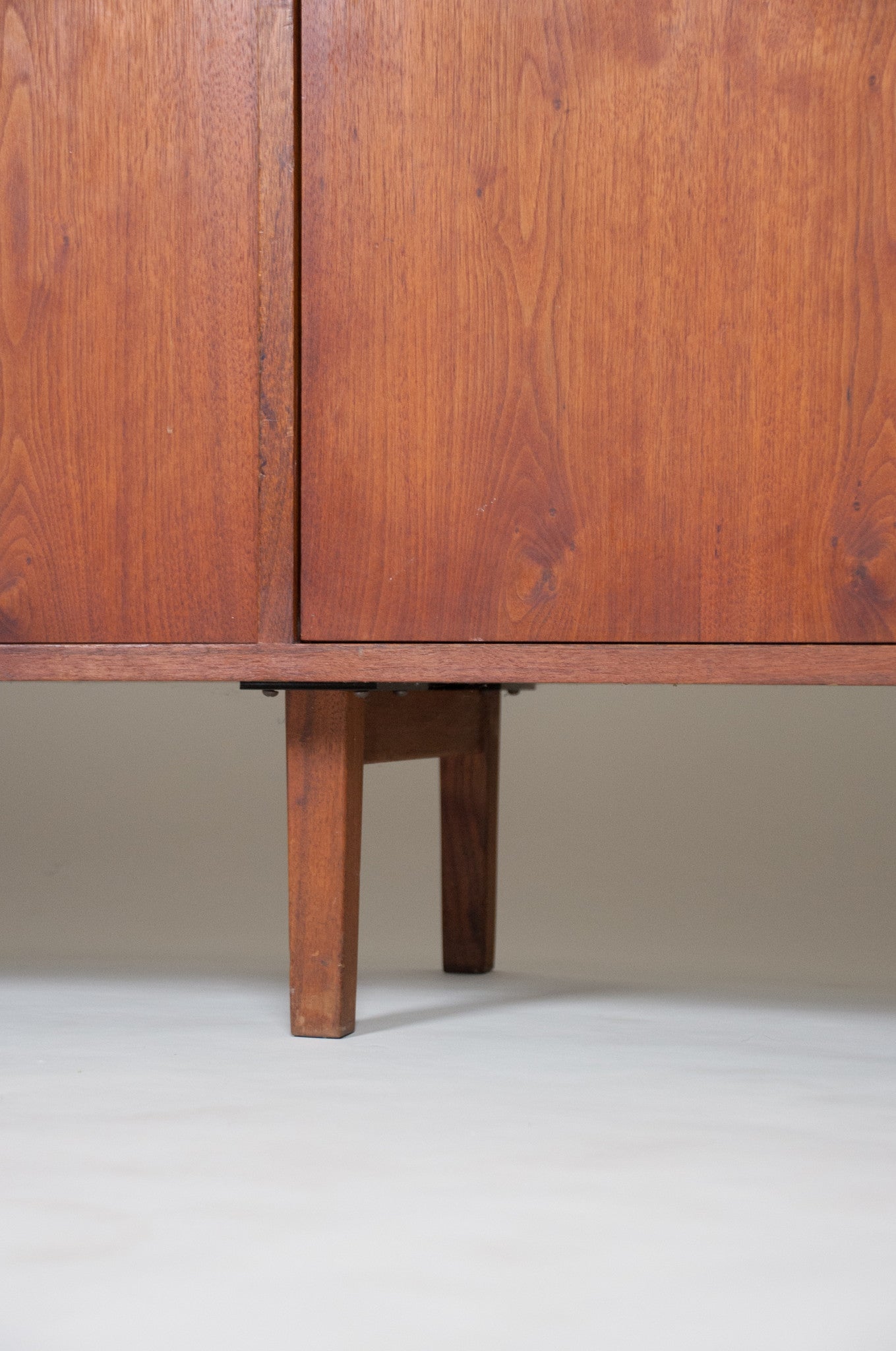 SOLD Florence Knoll Vintage Walnut Wood Credenza Cabinet Sideboard with Leather Pulls