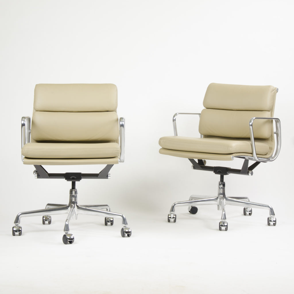 SOLD Herman Miller Eames Soft Pad Aluminum Group Chair Tan Leather MINT 2007 2x Avail