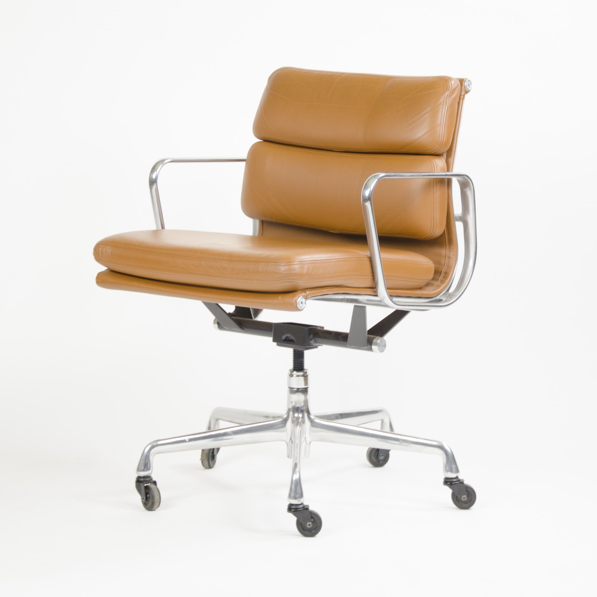 SOLD Herman Miller Eames Soft Pad Aluminum Group Chair Cognac Leather 2007 1x Avail