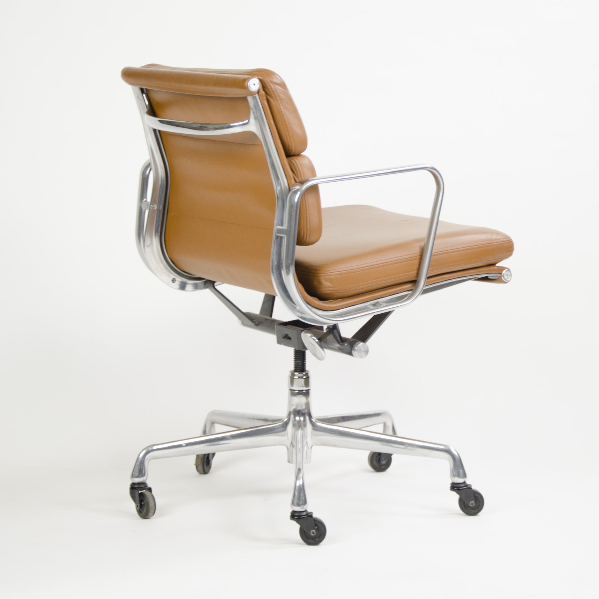 SOLD Herman Miller Eames Soft Pad Aluminum Group Chair Cognac Leather 2007 1x Avail