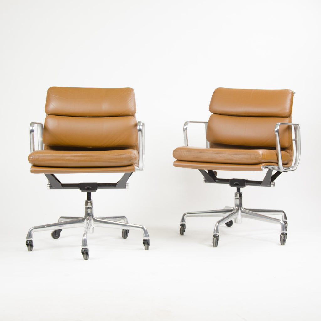 SOLD Herman Miller Eames Soft Pad Aluminum Group Chair Cognac Leather 2007 1x Avail