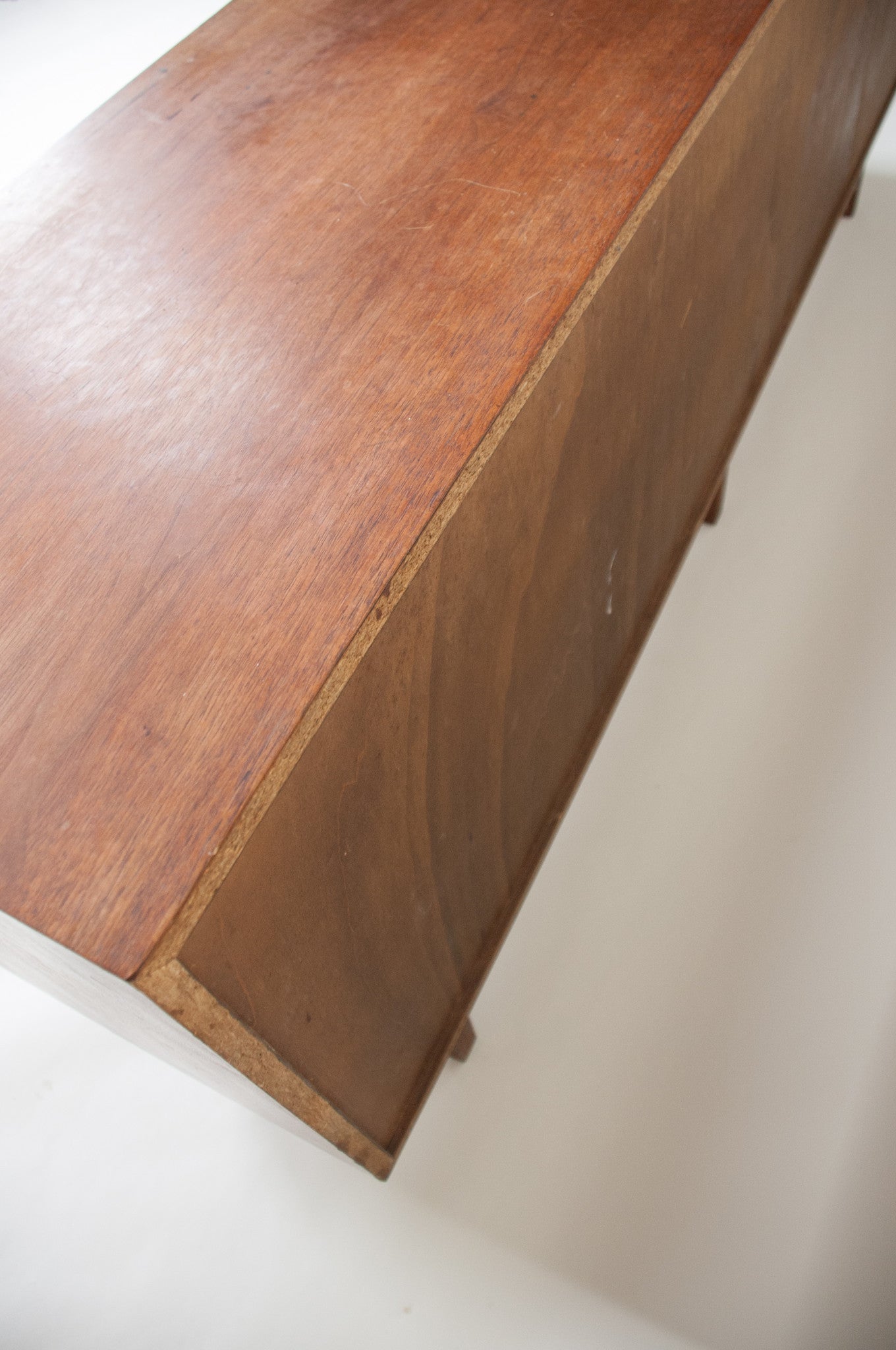 SOLD Florence Knoll Vintage Walnut Wood Credenza Cabinet Sideboard with Leather Pulls
