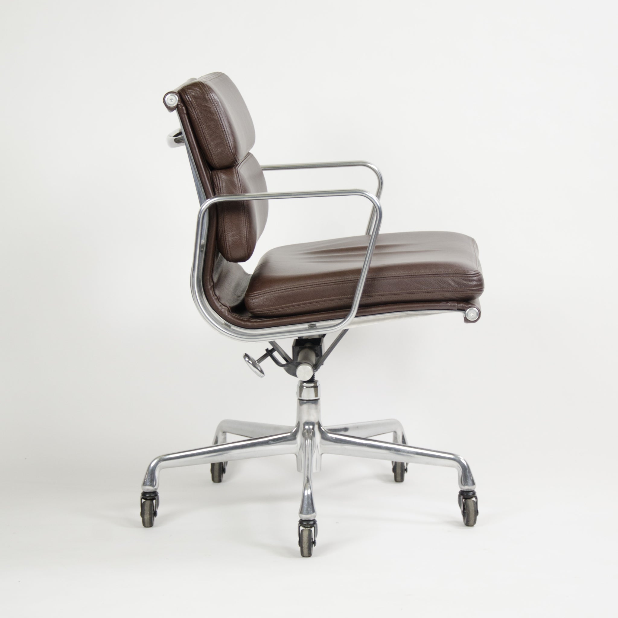 SOLD Herman Miller Eames Soft Pad Aluminum Group Chair Brown Leather 2006 2x Avail