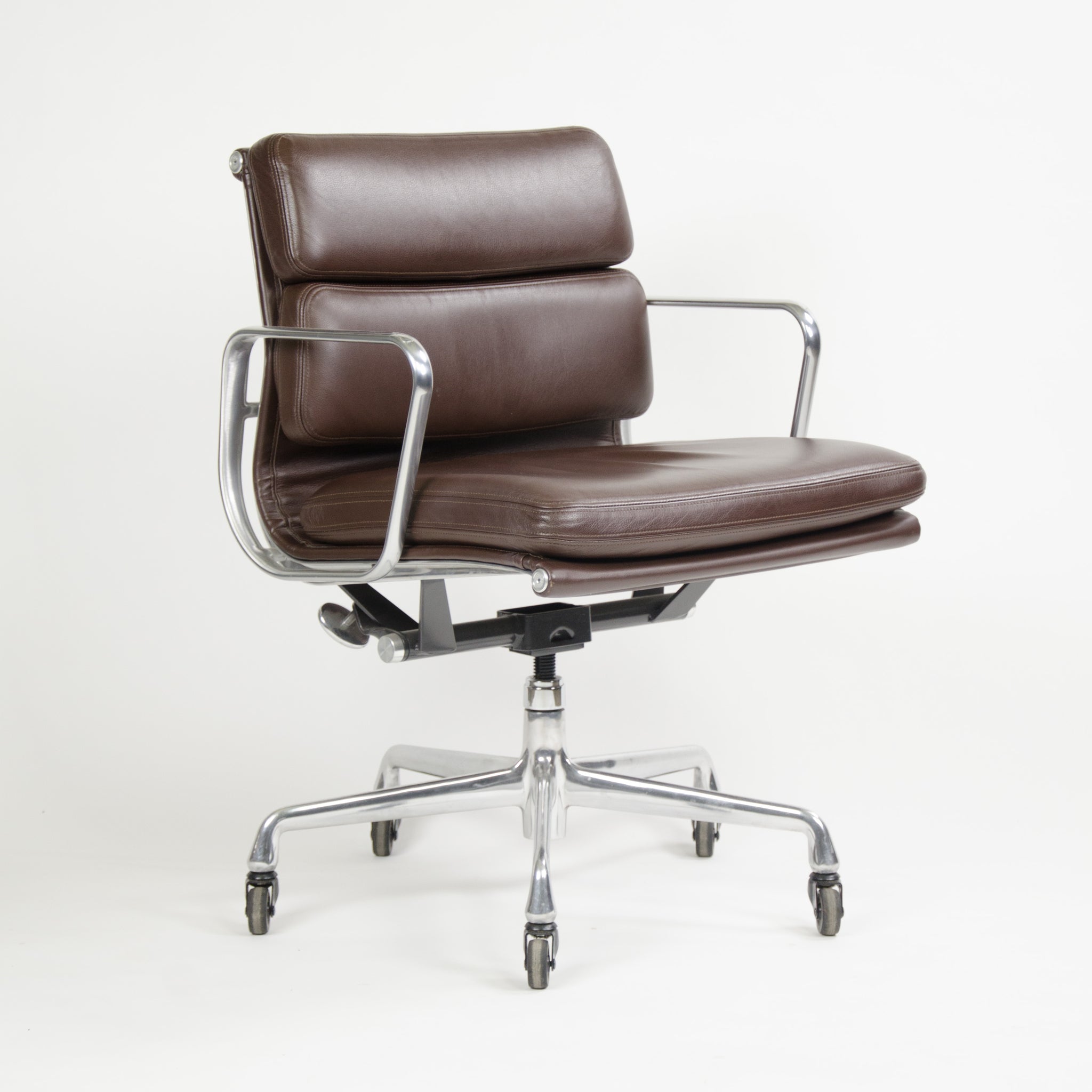 SOLD Herman Miller Eames Soft Pad Aluminum Group Chair Brown Leather 2006 2x Avail