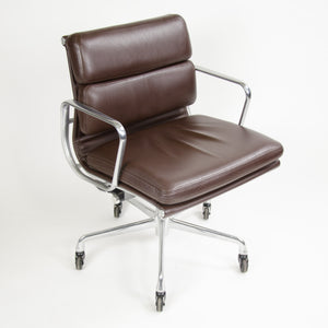 SOLD Herman Miller Eames Soft Pad Aluminum Group Chair Brown Leather 2006 2x Avail