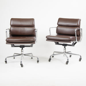 SOLD Herman Miller Eames Soft Pad Aluminum Group Chair Brown Leather 2006 2x Avail