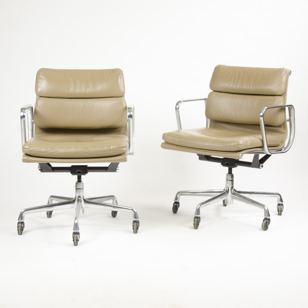 SOLD Herman Miller Eames Soft Pad Aluminum Group Chair Tan Leather 2000's 1x Avail