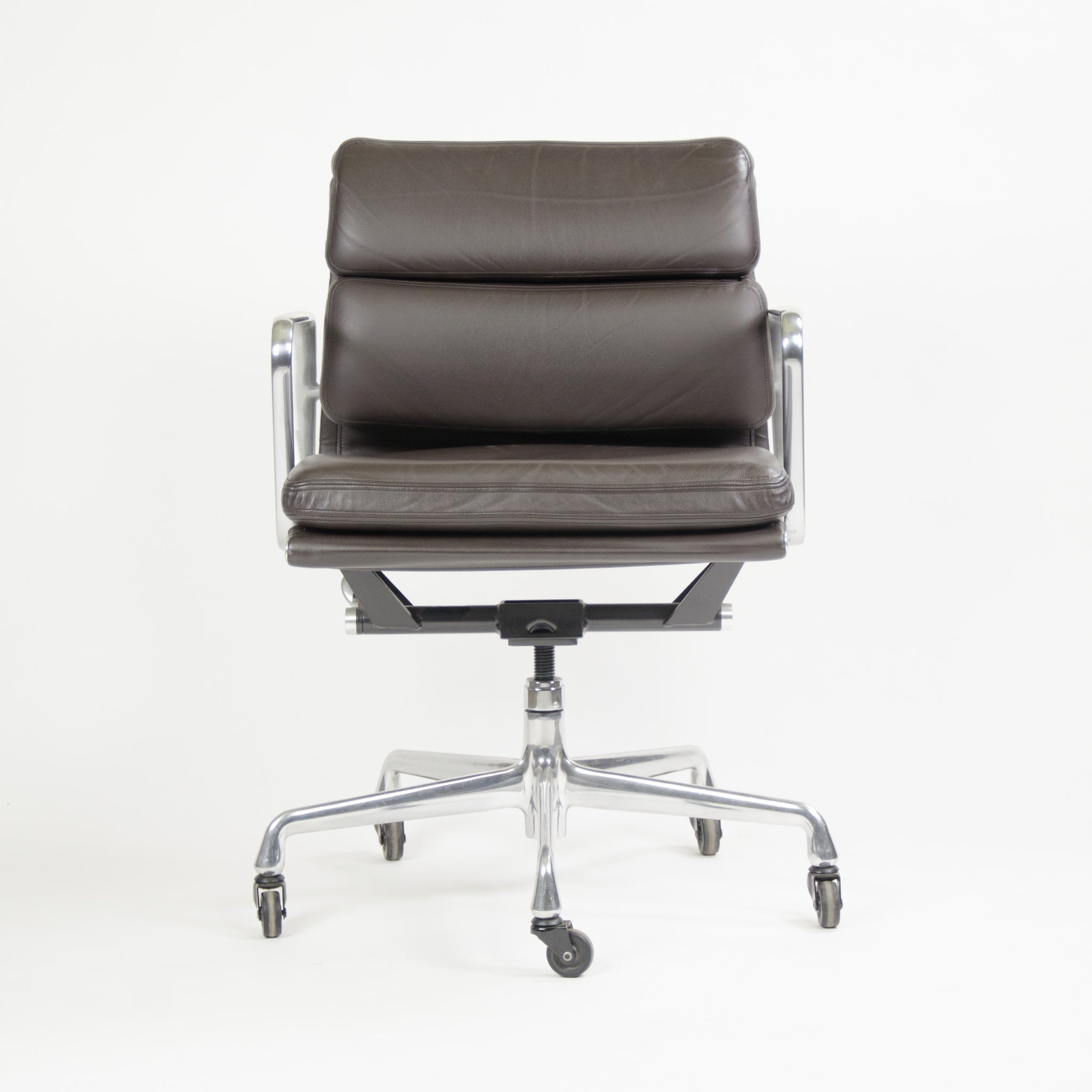 SOLD Herman Miller Eames Soft Pad Aluminum Group Chair Brown Leather 2006 1x Avail