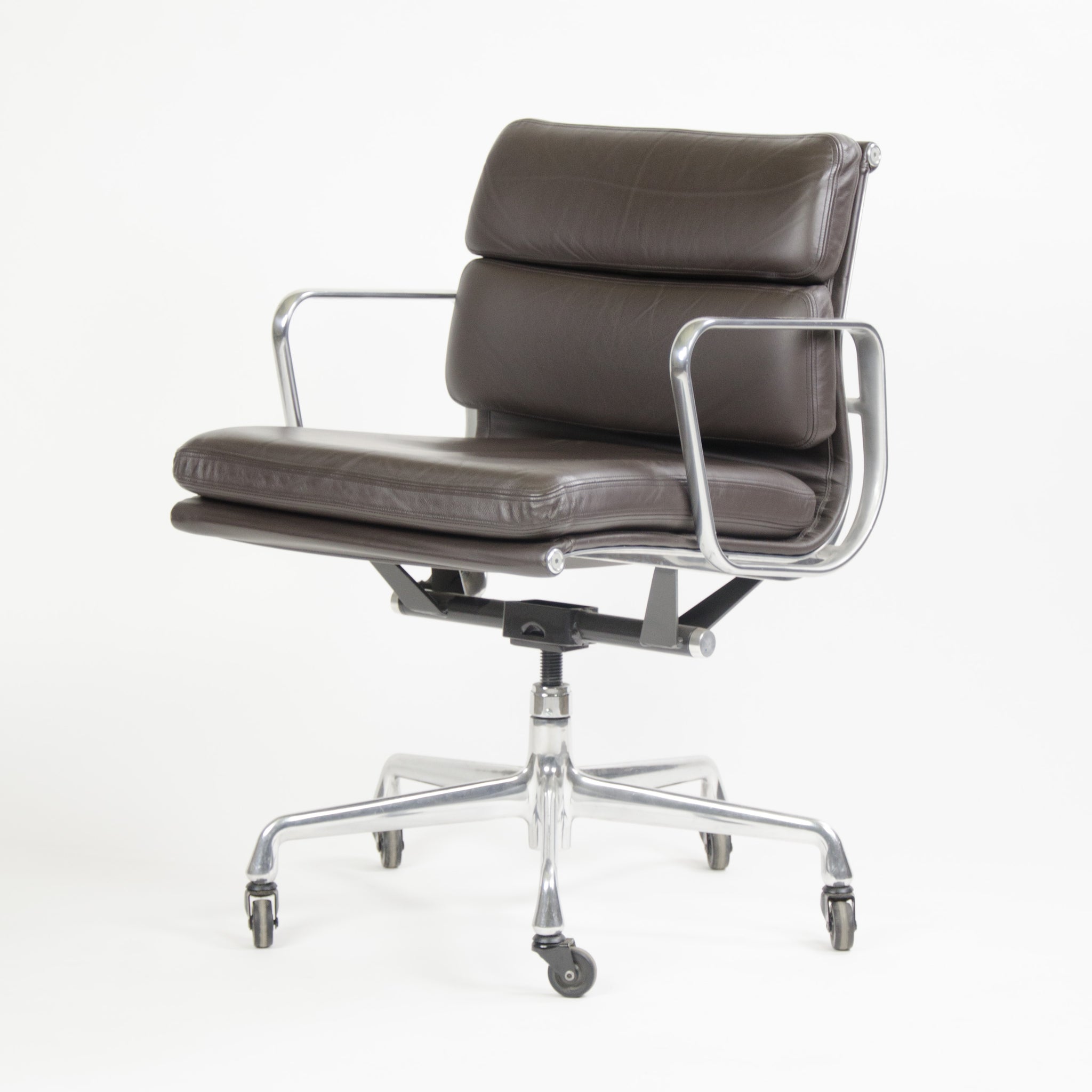 SOLD Herman Miller Eames Soft Pad Aluminum Group Chair Brown Leather 2006 1x Avail