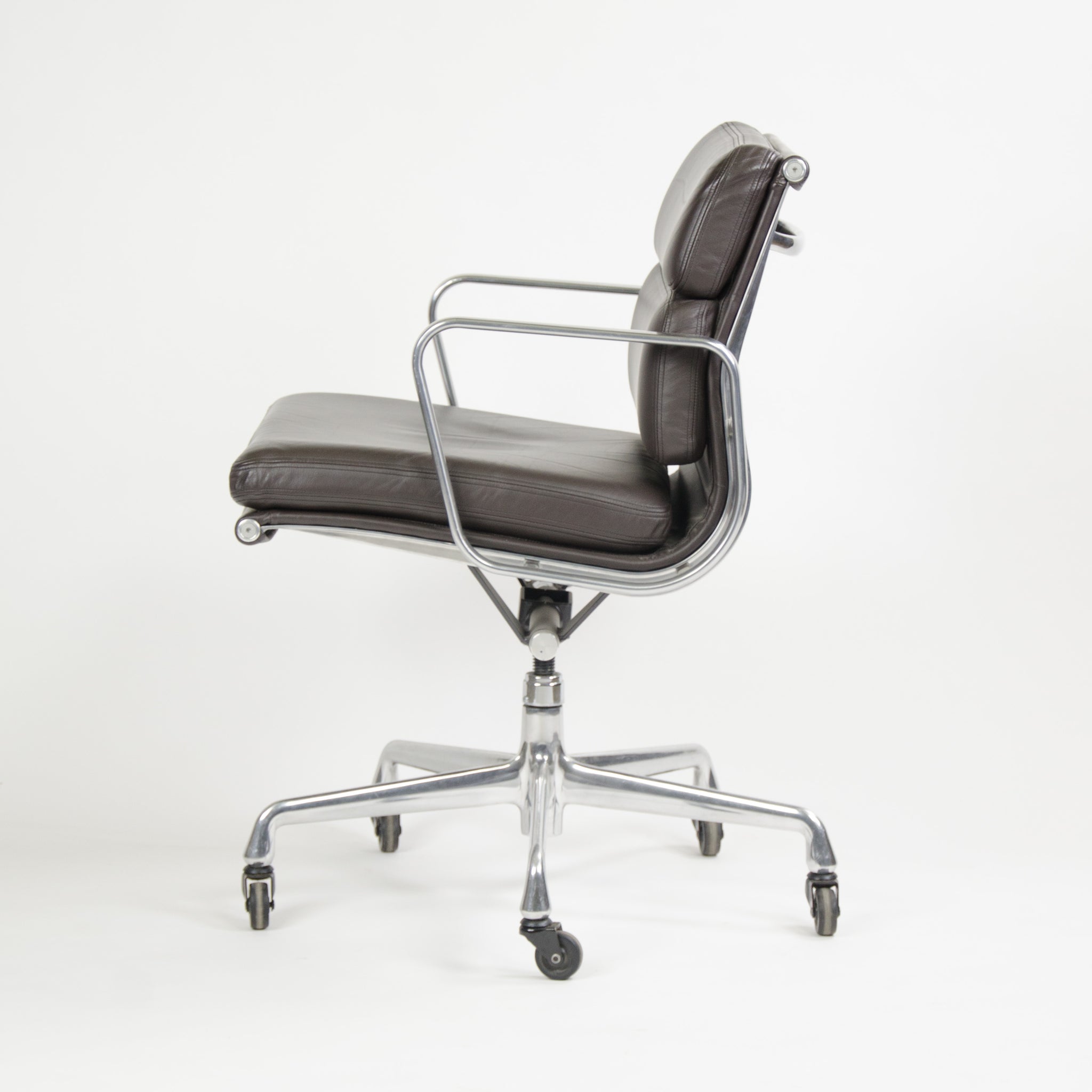 SOLD Herman Miller Eames Soft Pad Aluminum Group Chair Brown Leather 2006 1x Avail