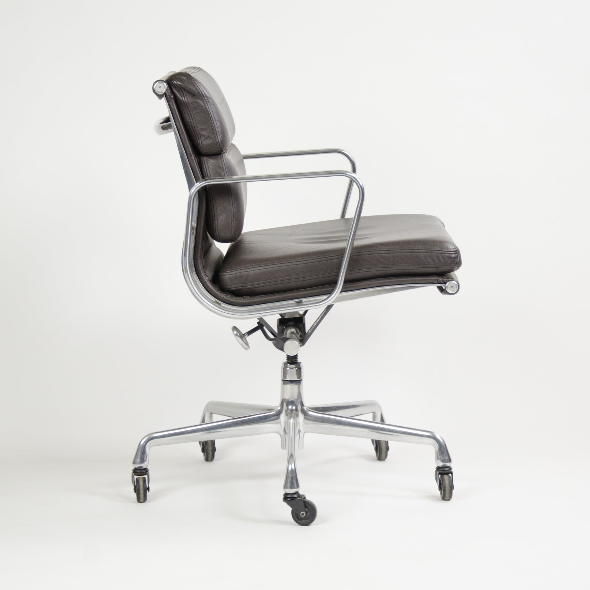 SOLD Herman Miller Eames Soft Pad Aluminum Group Chair Brown Leather 2006 1x Avail