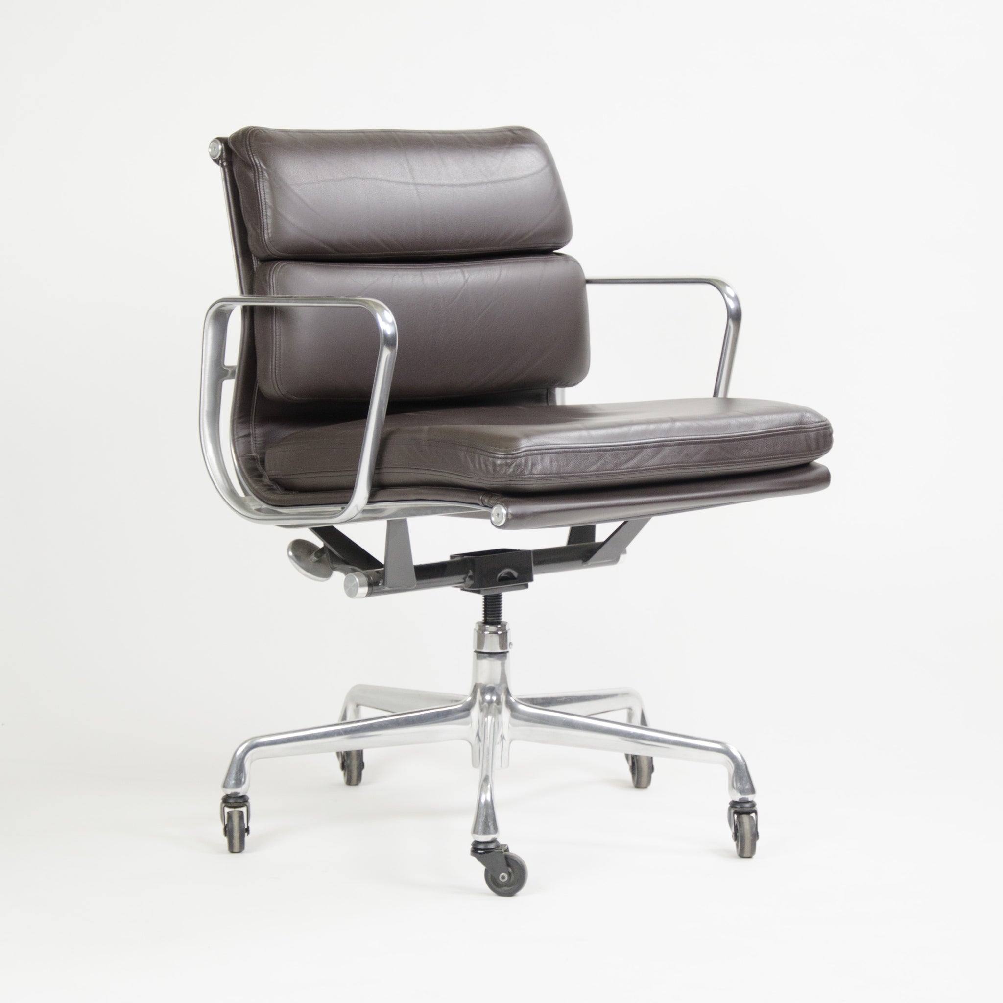 SOLD Herman Miller Eames Soft Pad Aluminum Group Chair Brown Leather 2006 1x Avail