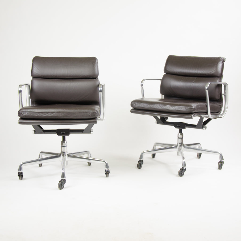 SOLD Herman Miller Eames Soft Pad Aluminum Group Chair Brown Leather 2006 1x Avail