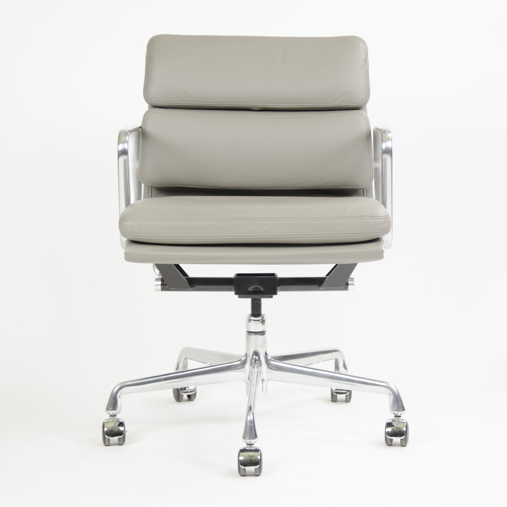 SOLD Herman Miller Eames Soft Pad Aluminum Group Chair Light Gray Leather 2013