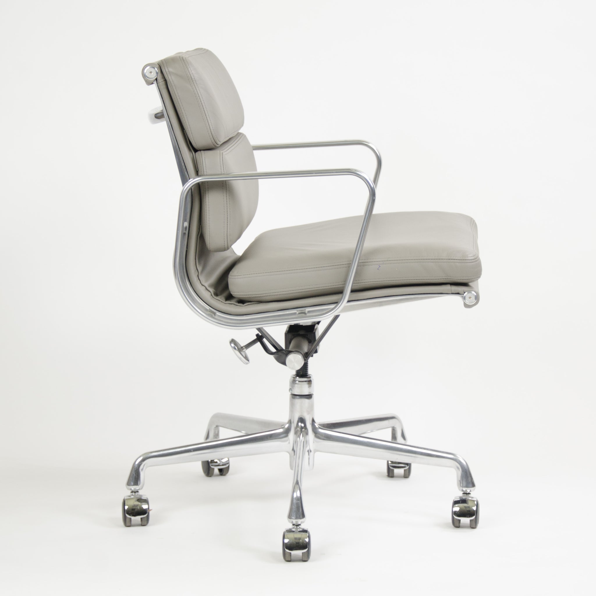 SOLD Herman Miller Eames Soft Pad Aluminum Group Chair Light Gray Leather 2013