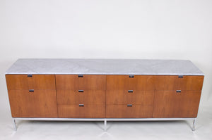 SOLD Florence Knoll Vintage Wood and Marble Credenza Cabinet Sideboard