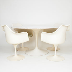 SOLD Eero Saarinen For Knoll 54 Inch Tulip Conference / Dining Table with 4 Tulip Arm Chairs 1960's Vintage