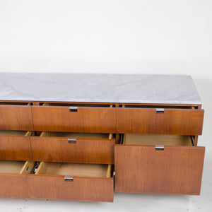 SOLD Florence Knoll Vintage Wood and Marble Credenza Cabinet Sideboard