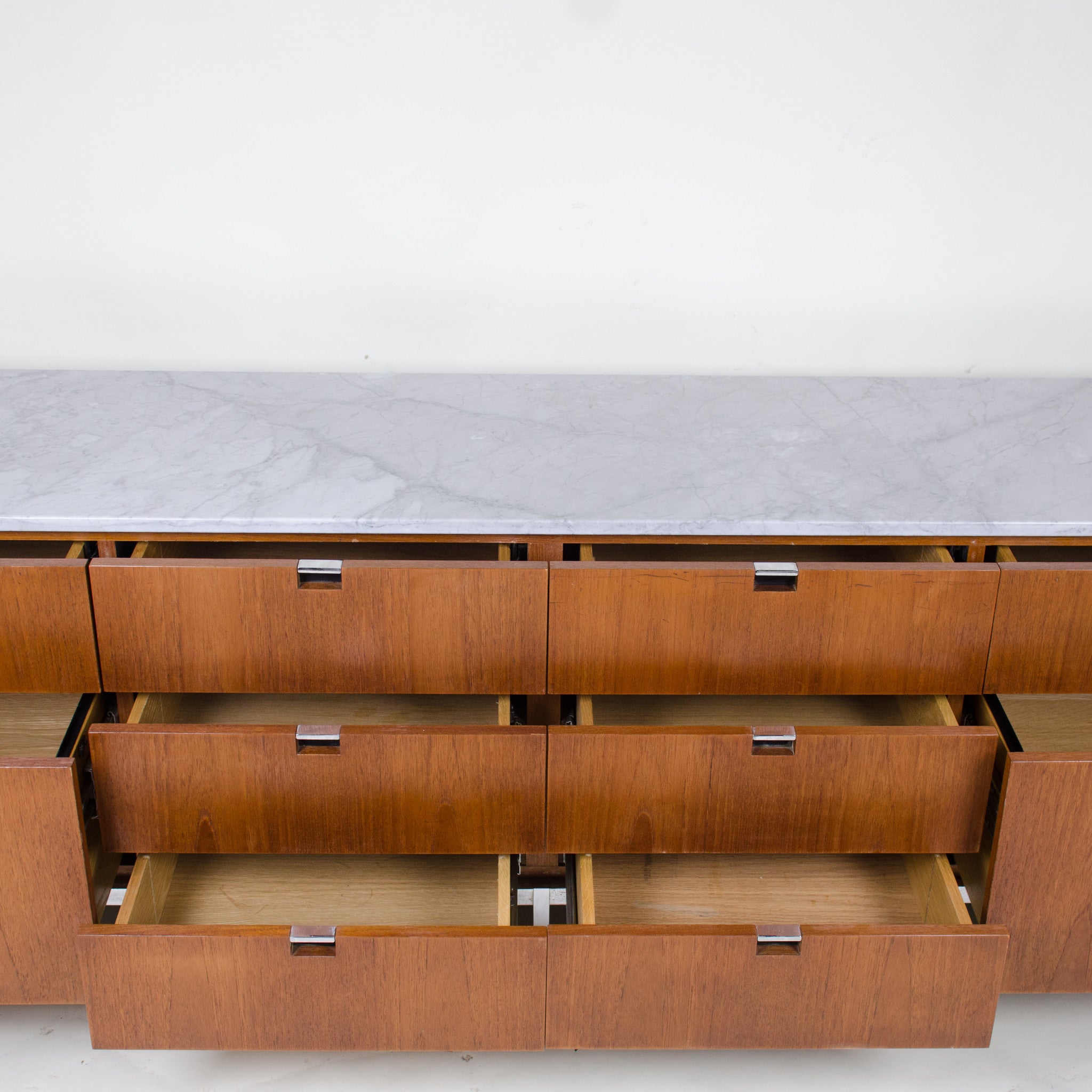 SOLD Florence Knoll Vintage Wood and Marble Credenza Cabinet Sideboard