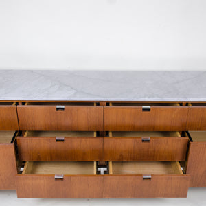 SOLD Florence Knoll Vintage Wood and Marble Credenza Cabinet Sideboard
