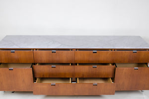 SOLD Florence Knoll Vintage Wood and Marble Credenza Cabinet Sideboard