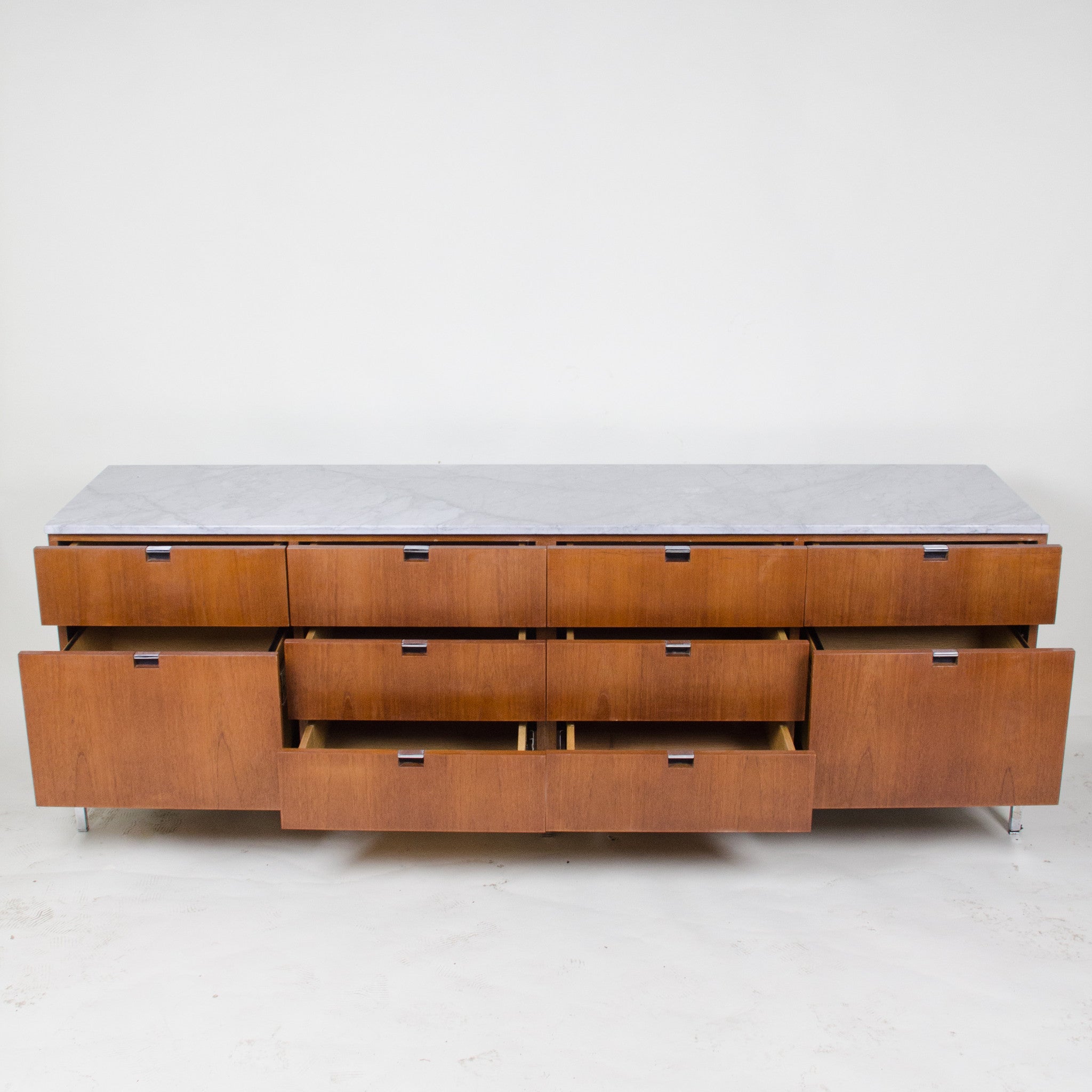 SOLD Florence Knoll Vintage Wood and Marble Credenza Cabinet Sideboard