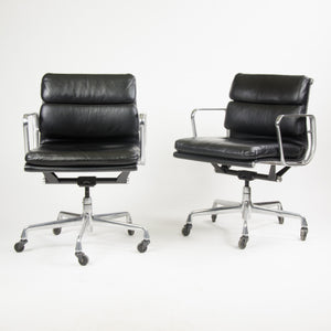 SOLD Herman Miller Eames Soft Pad Aluminum Group Chair Black Leather 2000's 2x Avail