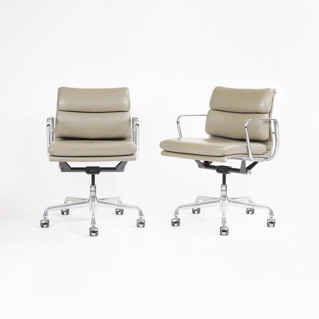 SOLD 2007 Eames Soft Pad Management Chair by Charles and Ray Eames for Herman Miller in Greige Leather 12+ Available