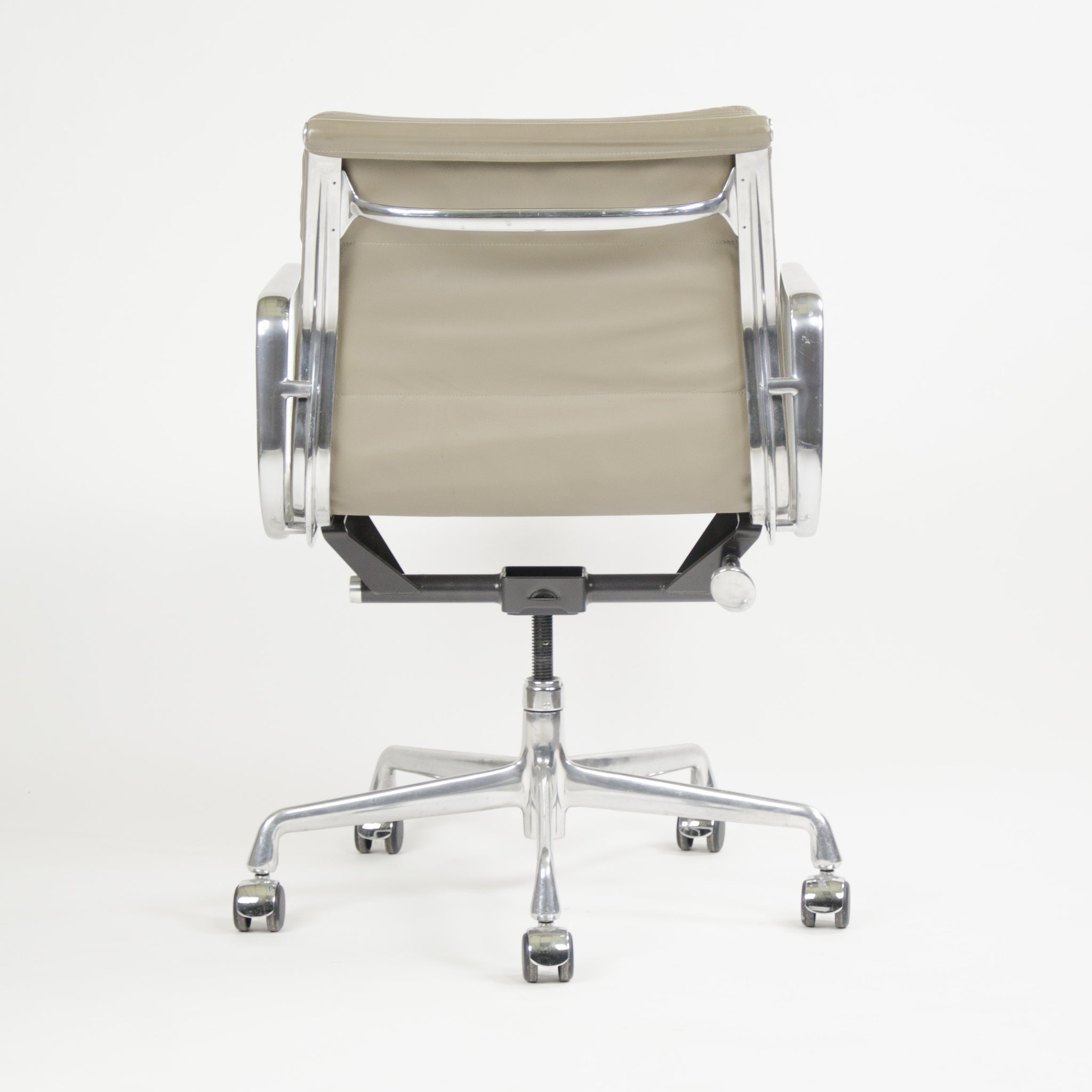 SOLD Herman Miller Eames Soft Pad Aluminum Group Chair Dark Tan Leather 2007