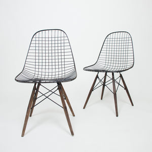 SOLD Early 1950's Herman Miller Eames DKW Dowel Wire Chairs Original Pair