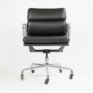 SOLD Set of Six Herman Miller Eames Soft Pad Aluminum Group Chair Black Leather 2000's