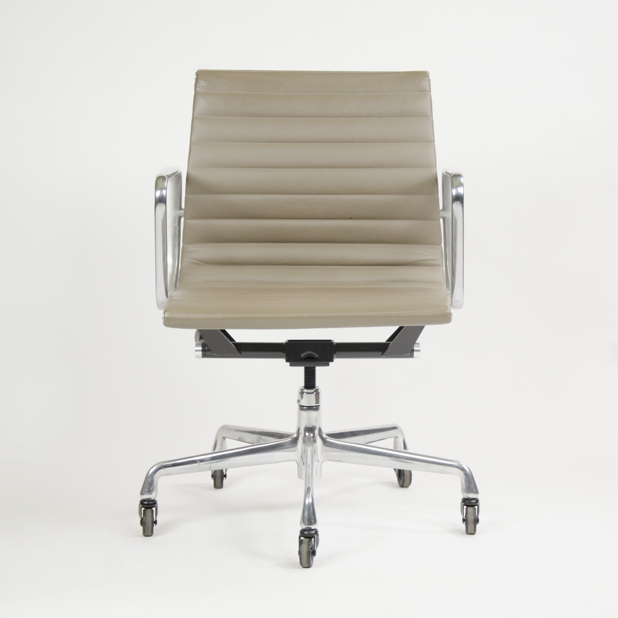 SOLD Eames Herman Miller Aluminum Group Executive Chairs Tan Leather 2000's 2x Avail