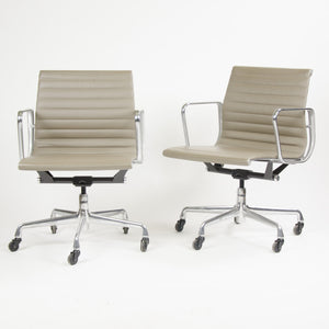 SOLD Eames Herman Miller Aluminum Group Executive Chairs Tan Leather 2000's 2x Avail