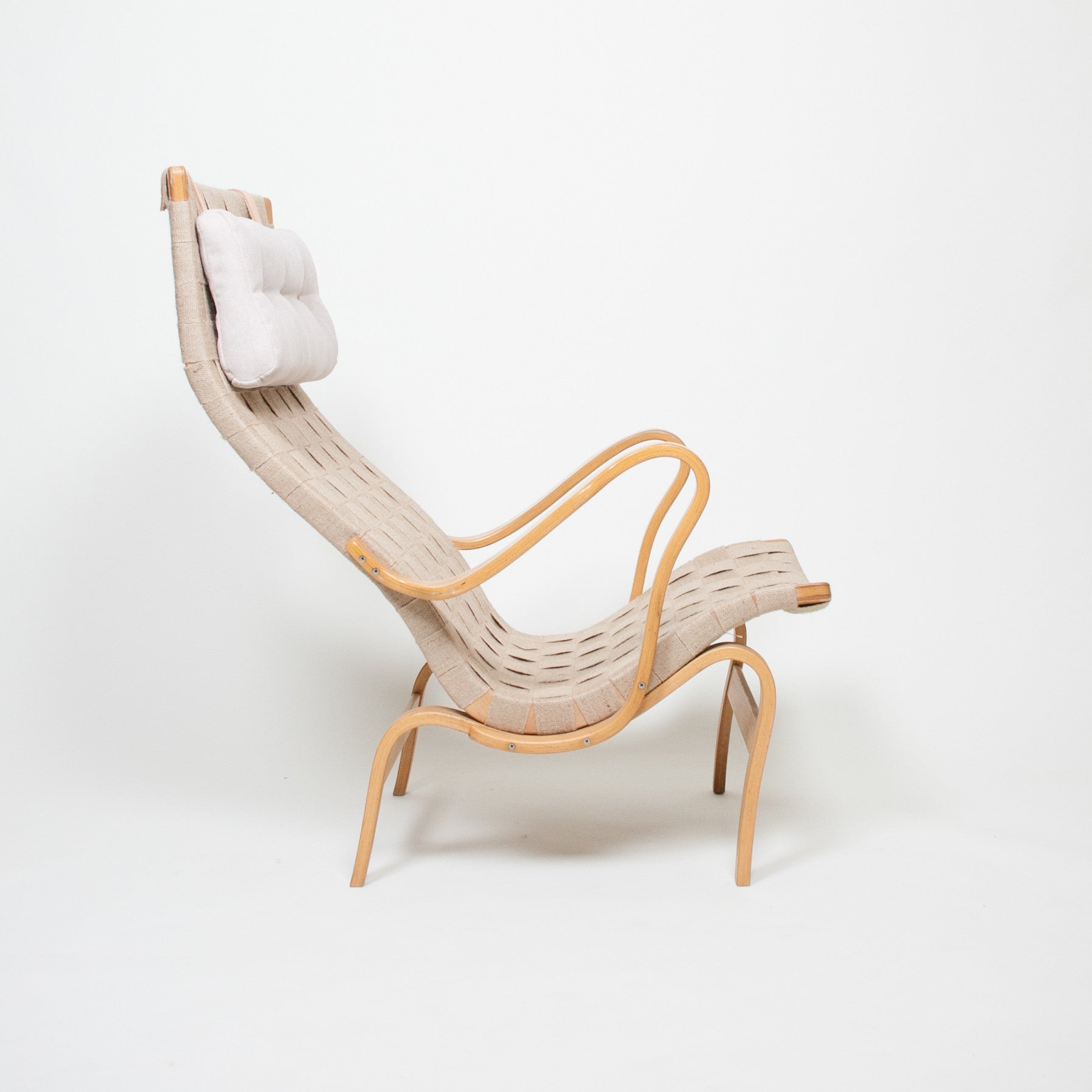 SOLD Bruno Mathsson Pernilla Lounge Chair + Ottoman Set Karl Mathsson Sweden