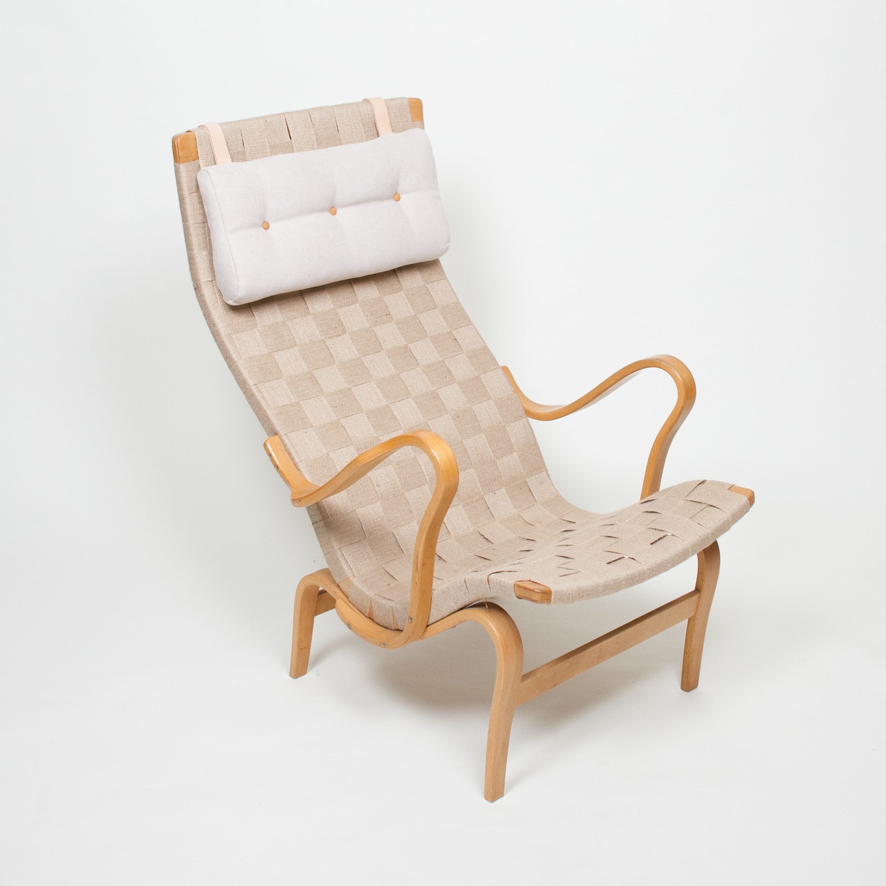SOLD Bruno Mathsson Pernilla Lounge Chair + Ottoman Set Karl Mathsson Sweden