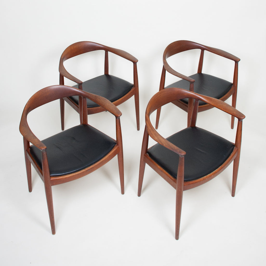SOLD Hans Wegner Round The Chair Johannes Hansen For Knoll Vintage Teak Armchairs