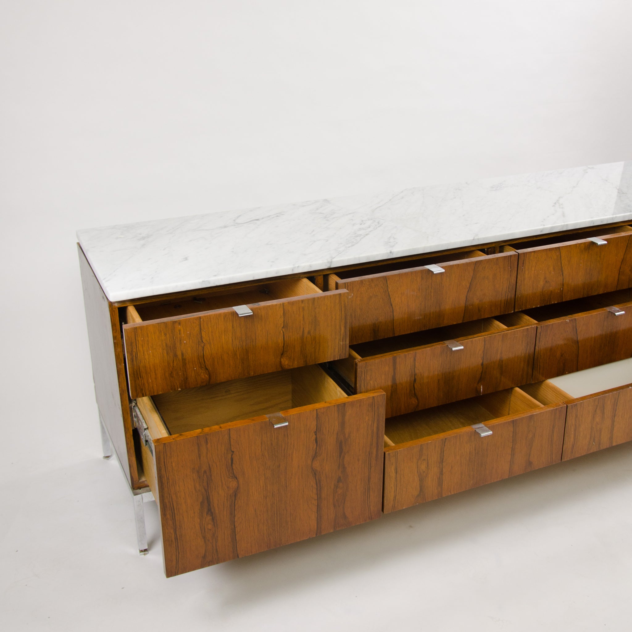 SOLD 1960's Florence Knoll Vintage Rosewood and Marble Credenza
