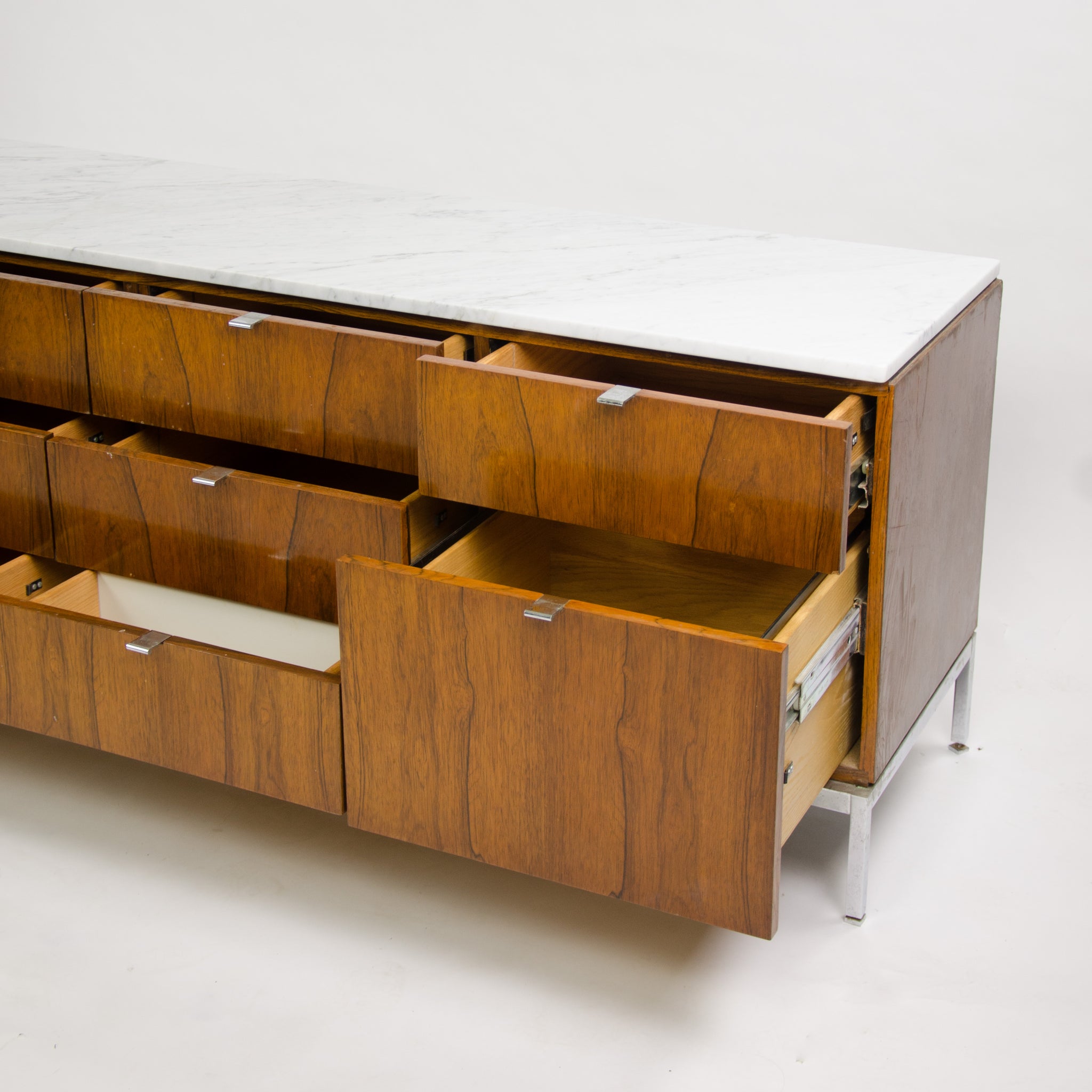 SOLD 1960's Florence Knoll Vintage Rosewood and Marble Credenza