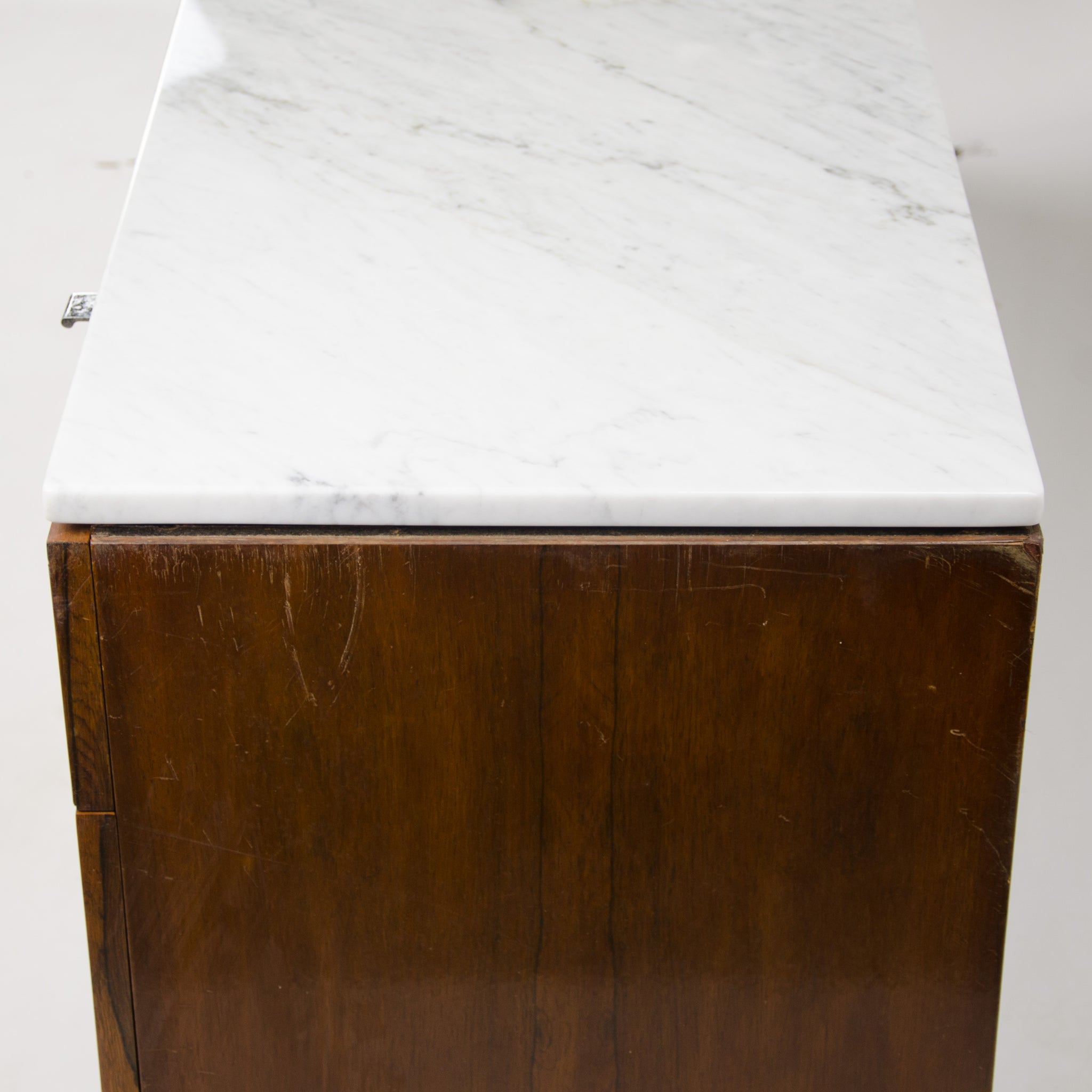 SOLD 1960's Florence Knoll Vintage Rosewood and Marble Credenza