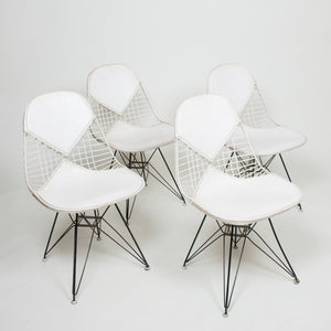 SOLD Eames Set of 4 DKR Herman Miller Wire Eiffel Tower Bikini Chairs White