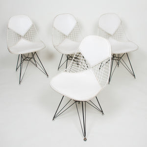 SOLD Eames Set of 4 DKR Herman Miller Wire Eiffel Tower Bikini Chairs White
