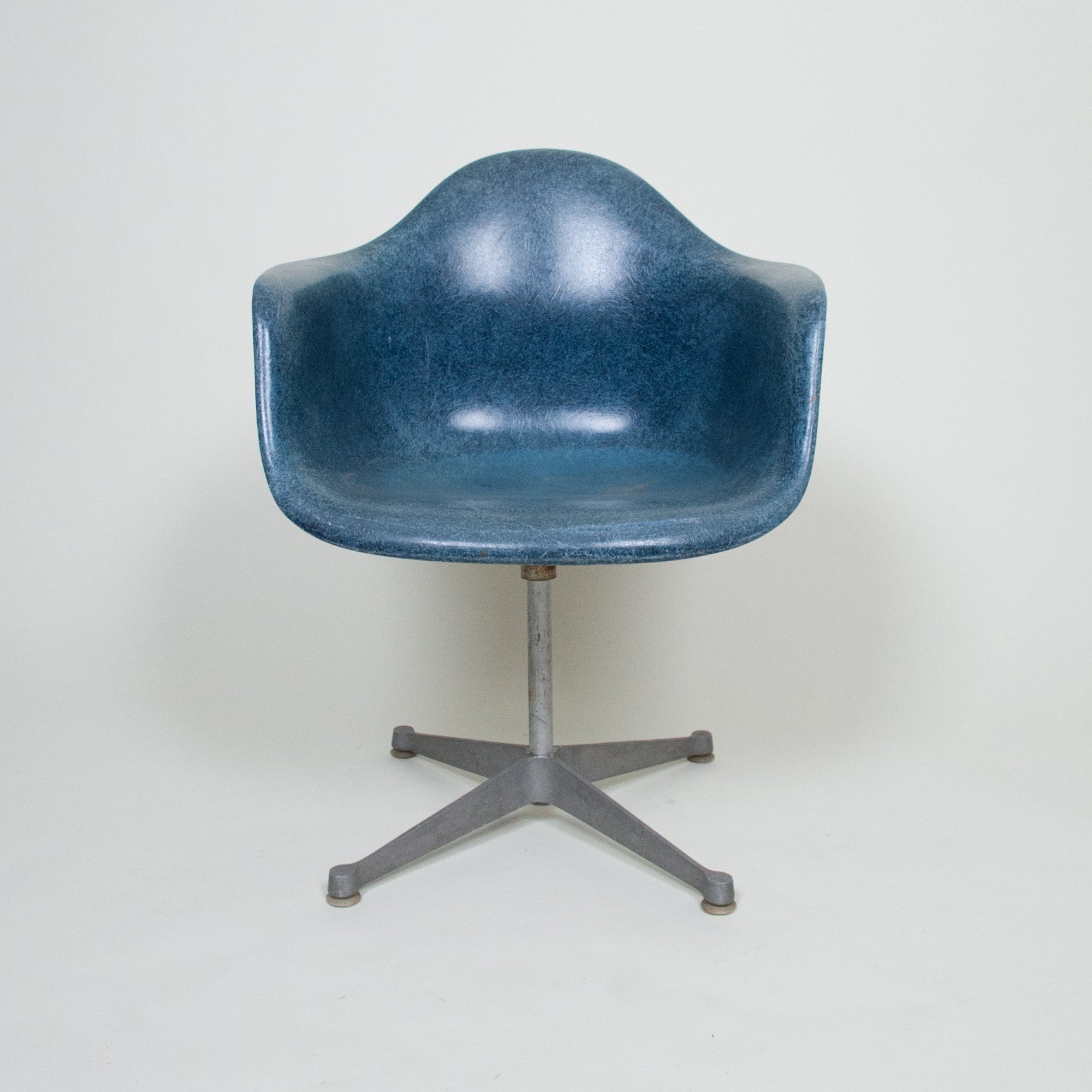 SOLD Rare Vintage Herman Miller Eames Navy Blue Fiberglass Armshell Chairs 5 Available