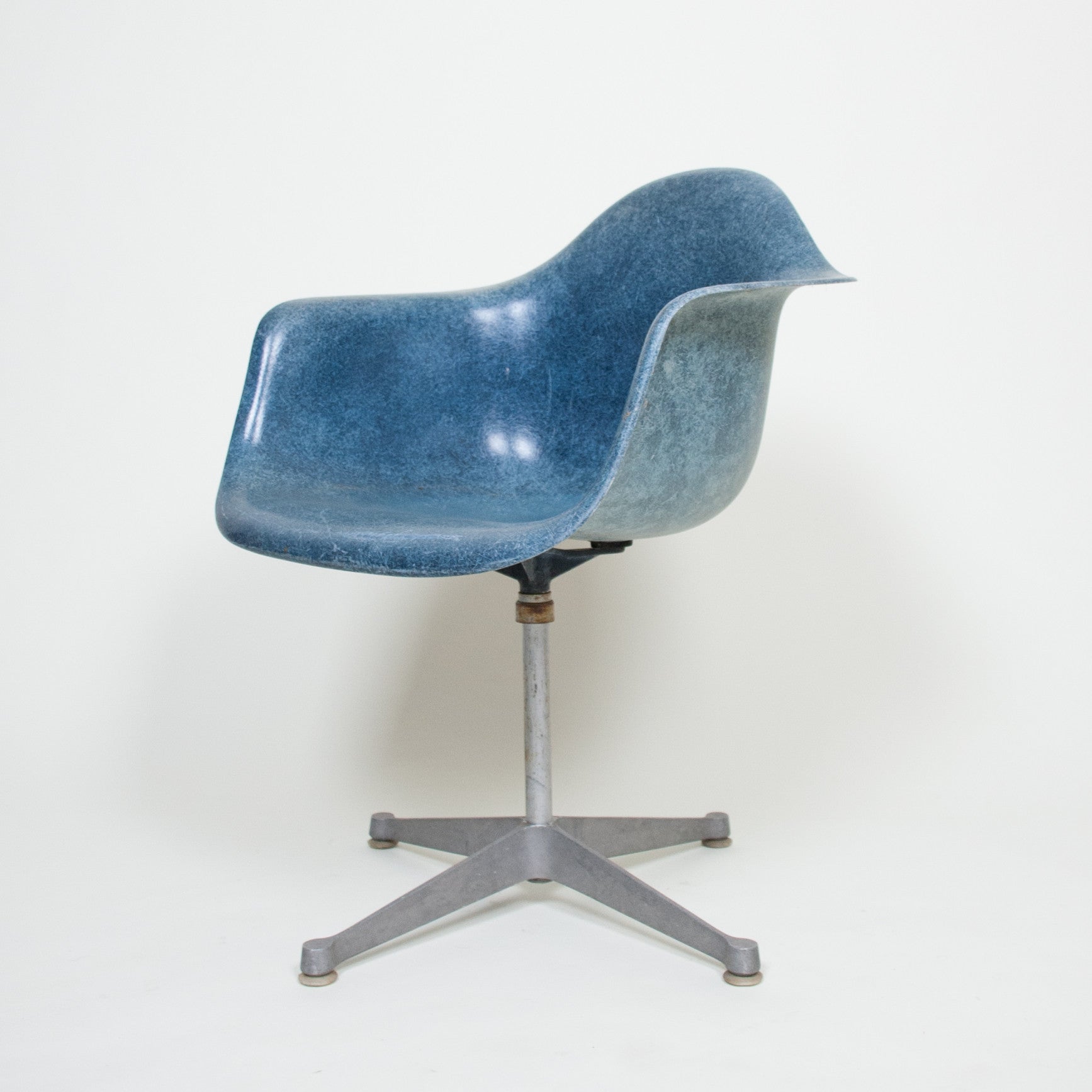 SOLD Rare Vintage Herman Miller Eames Navy Blue Fiberglass Armshell Chairs 5 Available