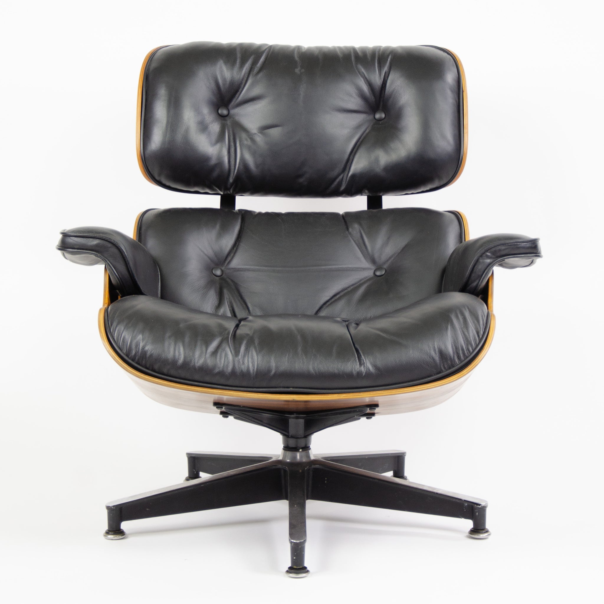 SOLD Herman Miller Eames Lounge Chair & Ottoman Rosewood 670 671 Black Leather 1970's