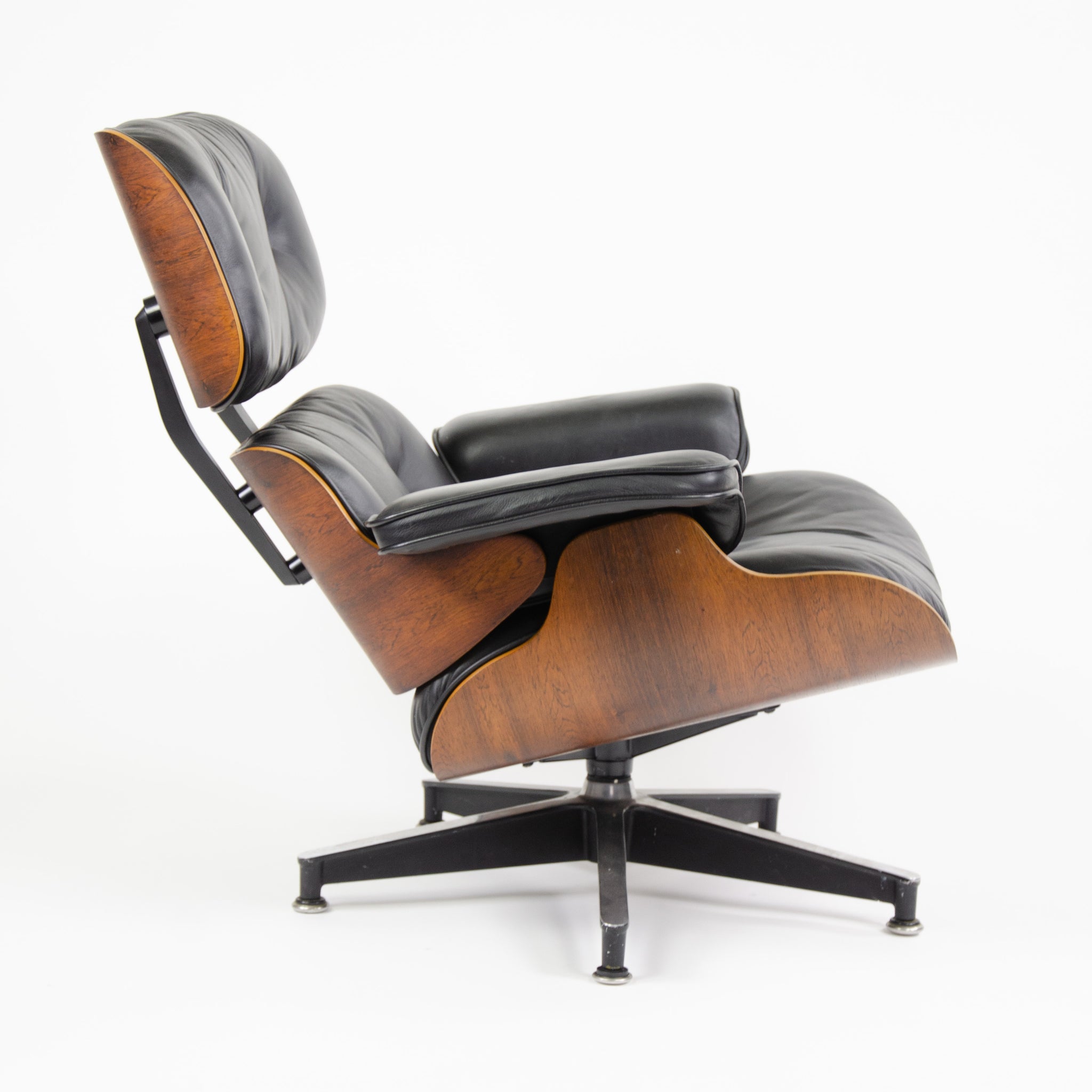 SOLD Herman Miller Eames Lounge Chair & Ottoman Rosewood 670 671 Black Leather 1970's