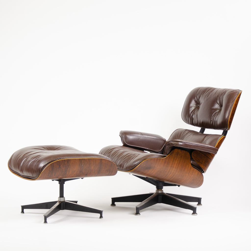 SOLD 1970's Herman Miller Eames Lounge Chair & Ottoman Rosewood 670 671 Brown Leather